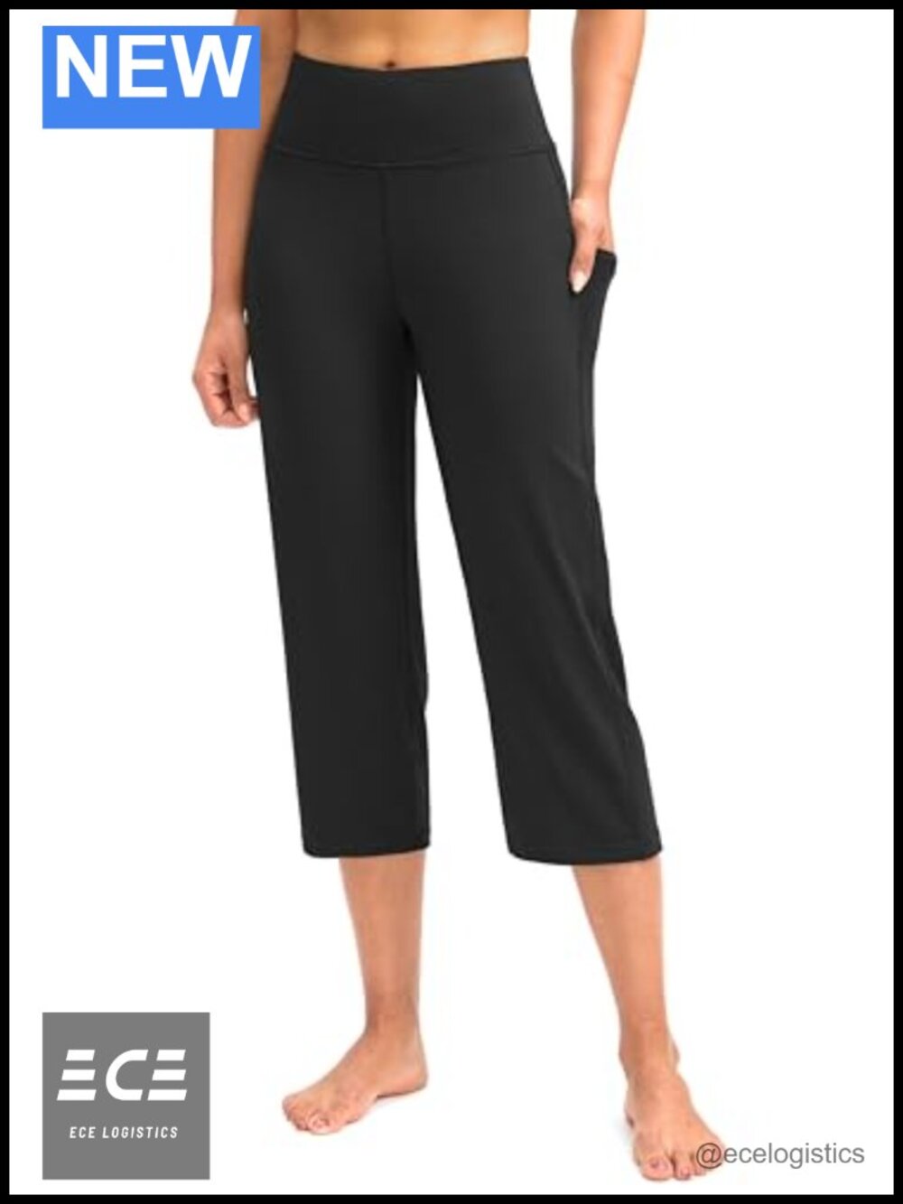 Capri Pants High Waist Tummy Control Yoga Leggings with Pockets Straight Leg